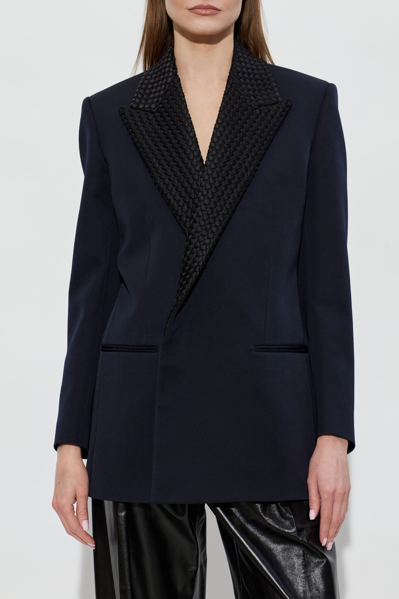 Black Double-breasted blazer with a single vent Bottega Veneta